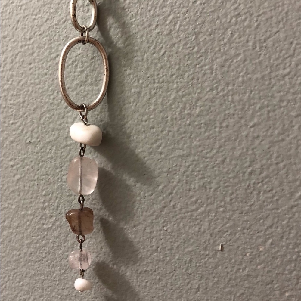 Oxidized looking gem charm necklace